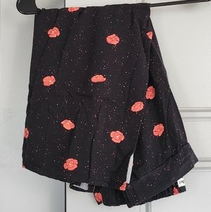 Black Midi Poppy Floral Skirt